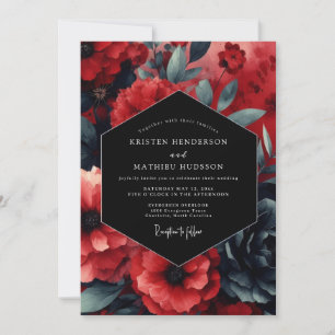 Ruby Nocturne Bloom Wedding Invitation