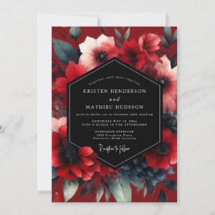 Ruby Noir Anemone Wedding Invitation