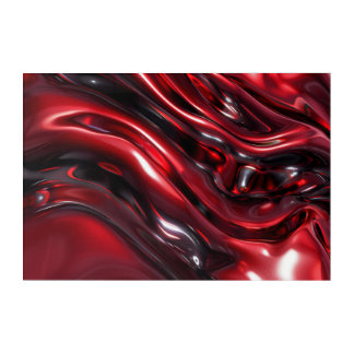 Ruby Obsidian Flow – Luxury Red Metallic Abstract Acrylic Print