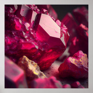 Ruby Ore Macro Poster - Stunning Marble Deposit Pr