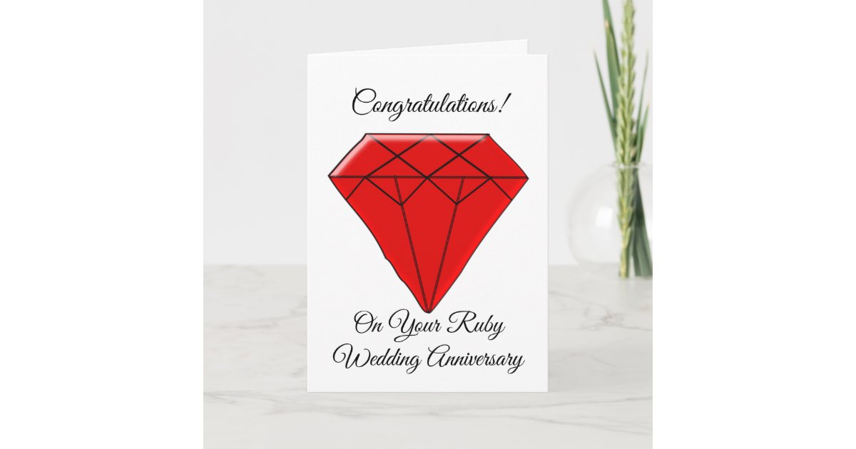 Ruby Personalised 40th Wedding Anniversary Card | Zazzle