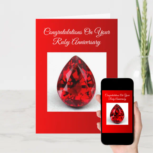 Ruby Personalised 40th Wedding Anniversary Card Zazzle