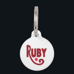 Ruby Pet ID Tag<br><div class="desc">English origin name that means Red Gemstone. The text and gemstone colour can be changed.</div>