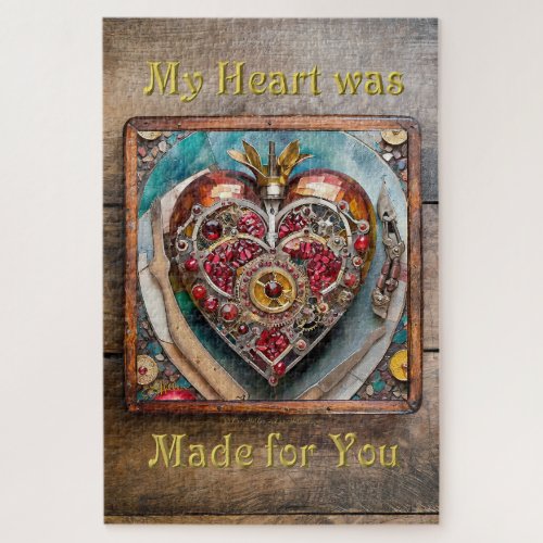 Ruby Pomegranate Heart Steampunk Series Jigsaw Puzzle