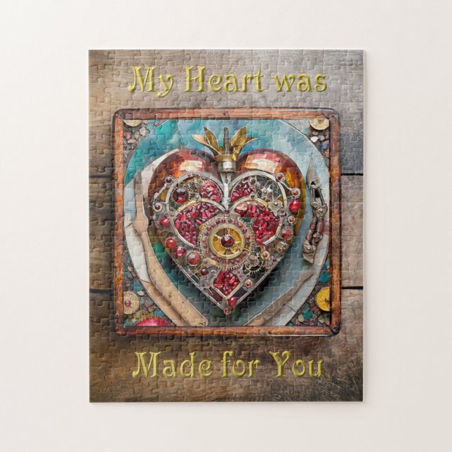 Ruby Pomegranate Heart Steampunk Series Jigsaw Puzzle (Vertical)