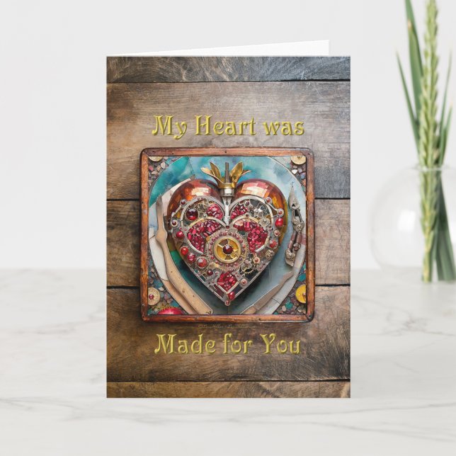 Ruby Pomegranate Heart Steampunk Series Letterpress Thank You Card (Front)