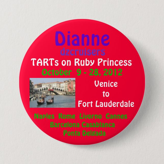 ruby princess 2012 TA Fall Pinback Button (Front)