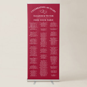 Ruby Red 150 Guest Alphabetical Seating Chart Retractable Banner