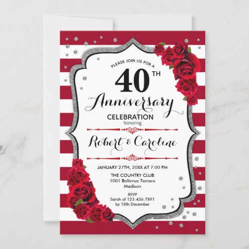 Ruby Red 40th Anniversary Invitation