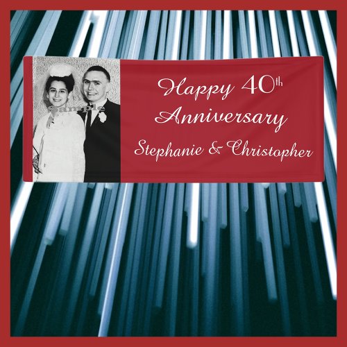 Ruby Red 40th Anniversary Party Elegant Photo Banner