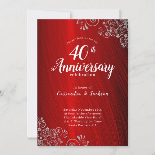 Ruby Red 40th Anniversary Party Invitation