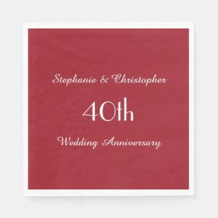 Ruby Red 40th Anniversary Party Paper Napkin