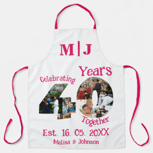 Ruby Red 40th Wedding Anniversary 11 Photo Collage Apron