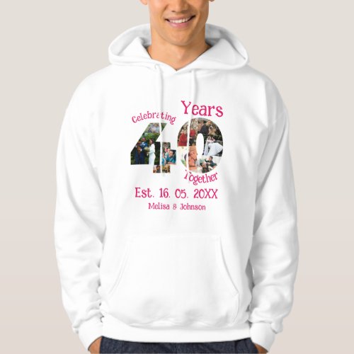 Ruby Red 40th Wedding Anniversary 11 Photo Collage Hoodie