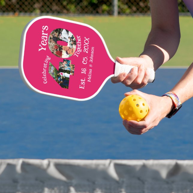 Ruby Red 40th Wedding Anniversary 11 Photo Collage Pickleball Paddle (Insitu)