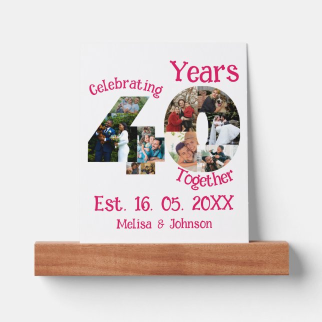 Ruby Red 40th Wedding Anniversary 11 Photo Collage Picture Ledge (Front)