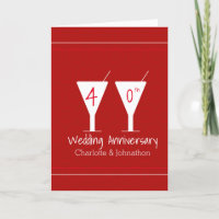 Ruby red 40th wedding anniversary cocktail glass