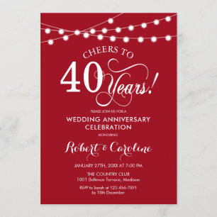 Ruby Red 40th Wedding Anniversary Invitation
