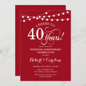 Ruby Red 40th Wedding Anniversary Invitation (Front/Back)