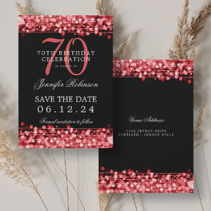 Ruby Red 70th Birthday Save the Date Invitation