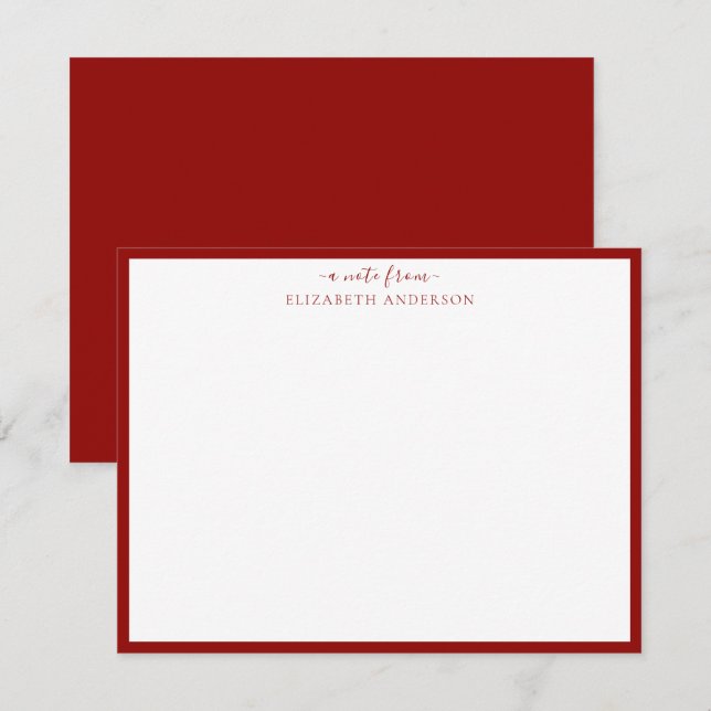 Ruby Red 'A Note From' Classic Border Note Card (Front/Back)