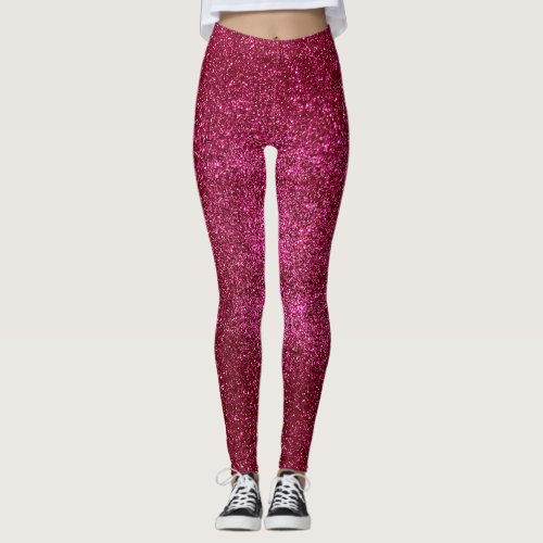 Ruby Red and Black Glitter Hot Pink Sparkles Yoga Leggings