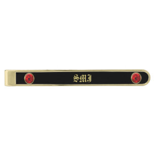 Ruby Red and Gold Spider Jewel Goth art Finish Tie Bar