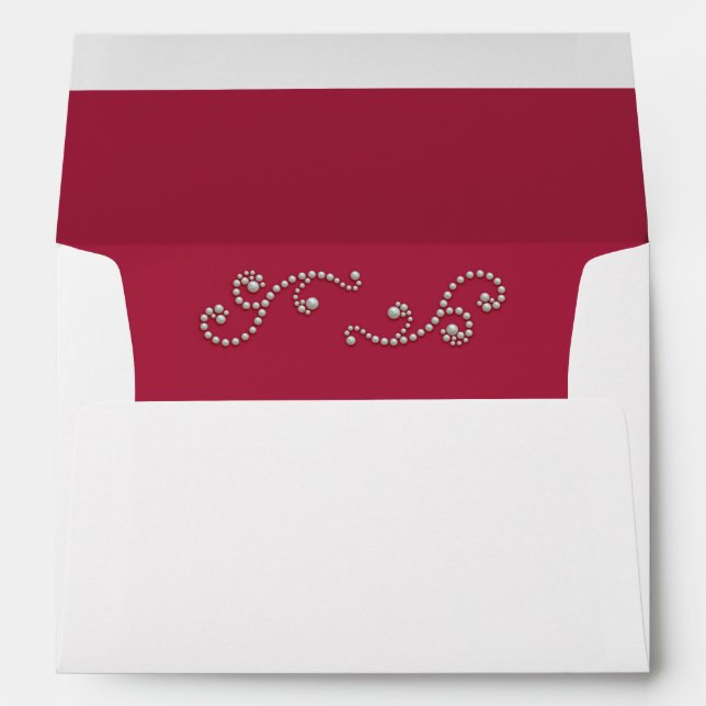 Ruby Red and Pearls Invitation Envelope (Back (Bottom))