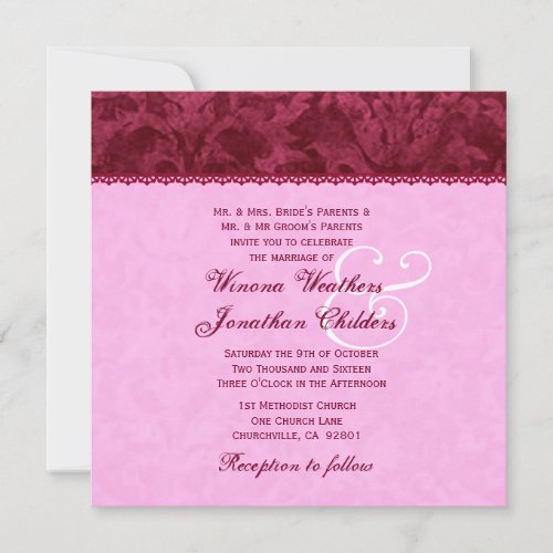 Ruby Red and Pink Damask Wedding Template V16