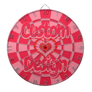 Ruby Red and Pink Heart Design Custom Text Dart Board