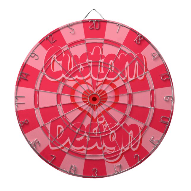 Ruby Red and Pink Heart Design Custom Text Dart Board (Front)