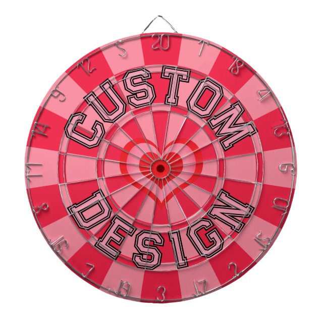 Ruby Red and Pink Heart with Your Custom Text Dart Board (Front)