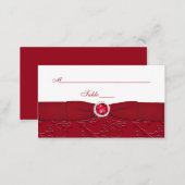 Ruby Red and White Floral Place Card (Front/Back)