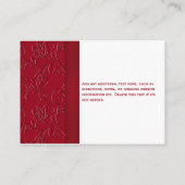 Ruby Red and White Floral Reception Enclosure Card (Back)