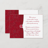 Ruby Red and White Floral Reception Enclosure Card (Front/Back)