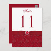 Ruby Red and White Floral Table Number Post Card (Front/Back)
