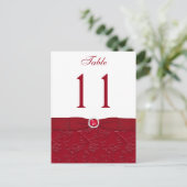 Ruby Red and White Floral Table Number Post Card (Standing Front)