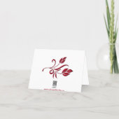 Ruby Red and White Floral Thank you Card (Back)