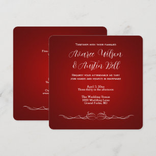 Ruby Red and White Minimalist Wedding Invitation