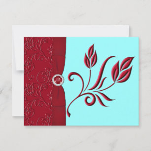 Ruby Red & Aqua RSVP Card