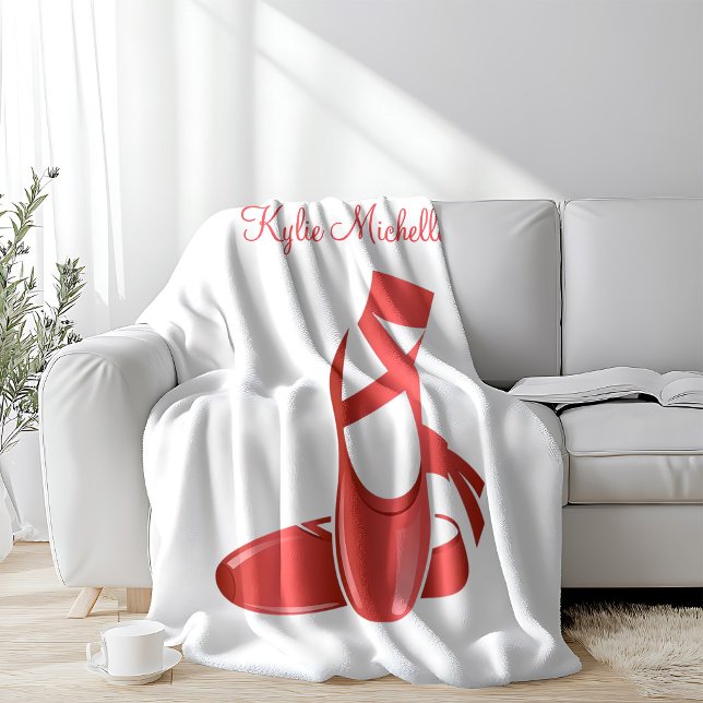 Ruby Red Ballet Slippers w Name Dance Fleece Blanket (Creator Uploaded)