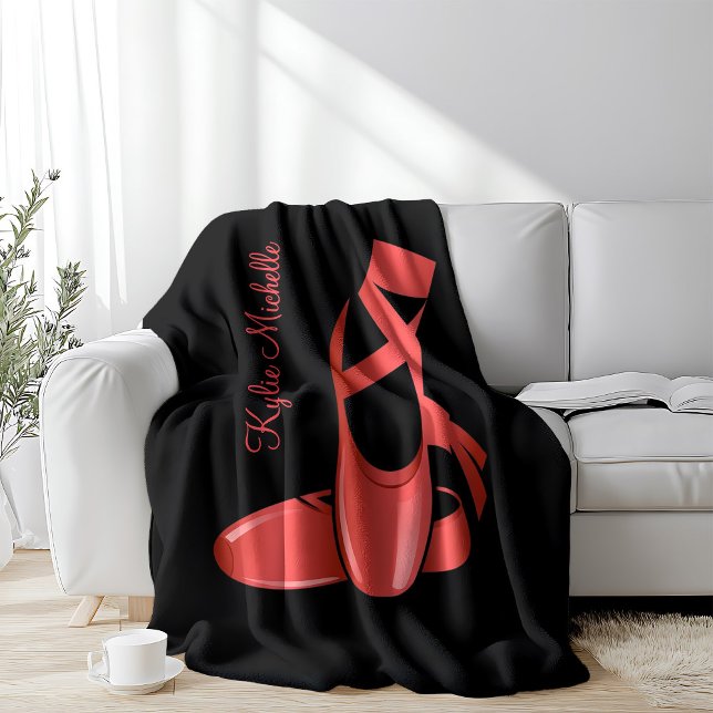 Ruby Red Ballet Slippers w Name Dance Fleece Blanket (Creator Uploaded)