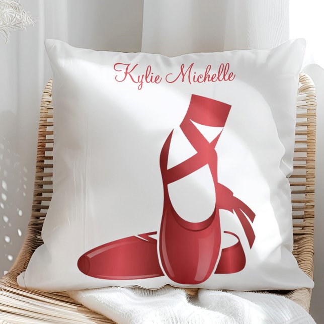 Ruby Red Ballet Slippers w Name Dance Throw Pillow (Creator Uploaded)
