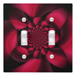 Ruby Red Black Petal Light Switch Cover