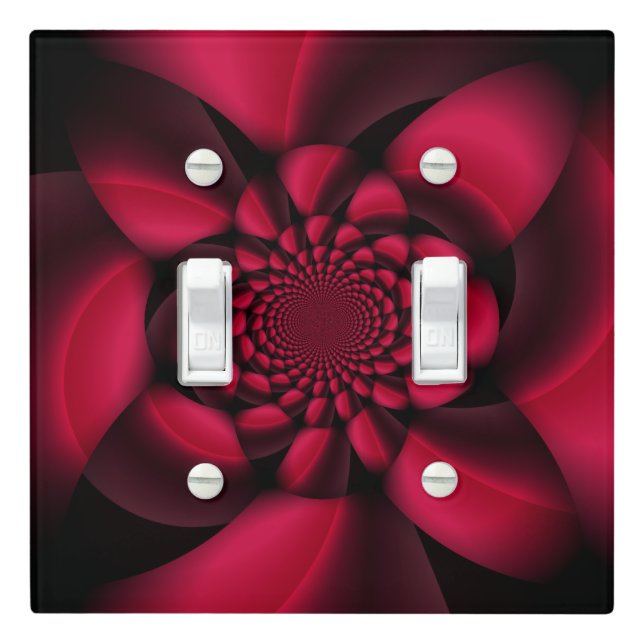 Ruby Red Black Petal Light Switch Cover (In Situ)