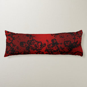 Ruby red black stylish floral vibrant elegant body pillow