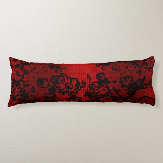 Ruby red black stylish floral vibrant elegant body pillow