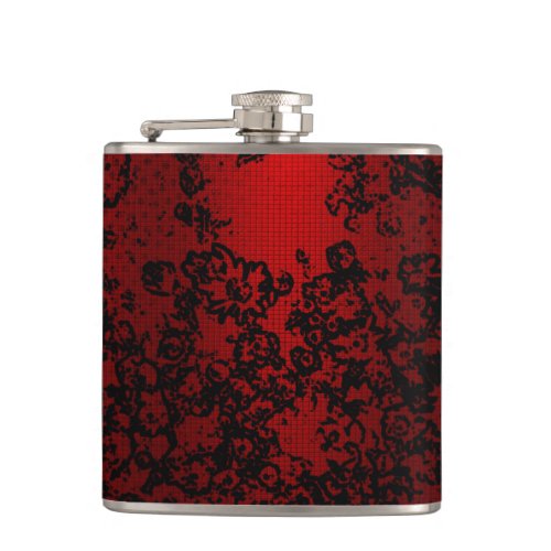 Ruby red black stylish floral vibrant elegant flask