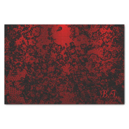 Ruby red black stylish floral vibrant elegant tissue paper