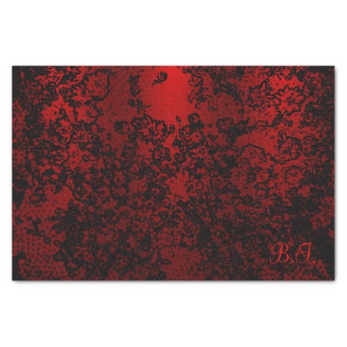 Ruby red black stylish floral vibrant elegant tissue paper